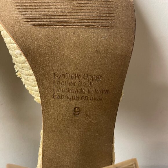 Jeffrey Campbell Melange Raffia Crosswoven Chunky Heels Tan Sz 9 Square Toe Revo - Picture 10 of 10